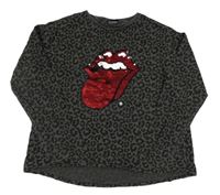 Šedo-černé vzorované triko Rolling Stones z flitrů Next
