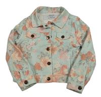 Světlemodrá riflová crop bunda s květy Denim Co. 
