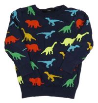 Tmavomodrý svetr s dinosaury George 