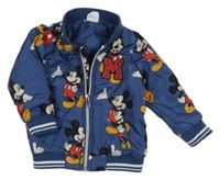 Tmavomodrá šusťáková zateplená bunda s Mickeym Disney