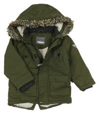 Khaki šusťáková zimní bunda s kapucí Primark