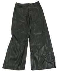 Černé koženkové široké kalhoty Zara 