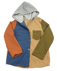 Barevná manšestrová košile s kapucí Shein 