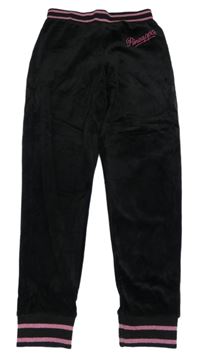 Černé sametové kalhoty s logem a proužky Pineapple