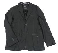 Černé pruhované plátěné sako 