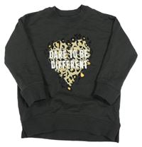 Tmavošedá mikina se srdíčkem a nápisem Piaza Italia