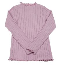 Růžové žebrované triko Hema