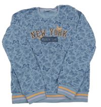 Modrá mikina s motýly a nápisem Pocopiano