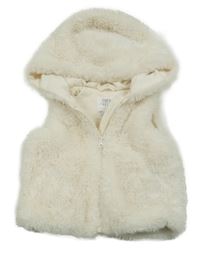 Smetanová kožešinová podšitá vesta s kapucí F&F