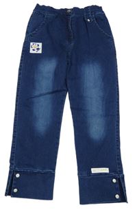 Tmavomodré elastické capri rifle 