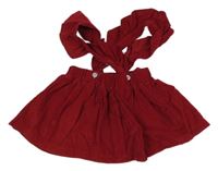 Červená manšestrová sukně s kšandami 