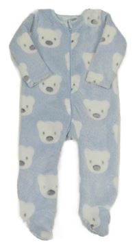 Světlemodrý chlupatý overal s medvídky Nutmeg