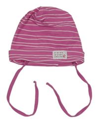 Růžovo-bílá pruhovaná bavlněná čepice Reima