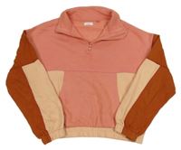 Růžovo-cihlová crop mikina Next 