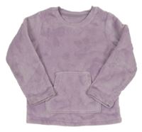 Lila chlupatá mikina se srdíčky Nutmeg