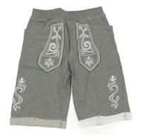 Šedé teplákové kraťasy s potiskem Kids