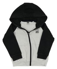 Bílo-černá propínací mikina s potiskem a kapucí F&F