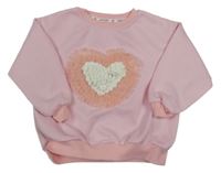 Světlerůžová oversize mikina se srdíčkem 