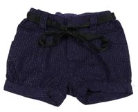 Lilkovo-stříbrné plátěné kraťasy s páskem H&M