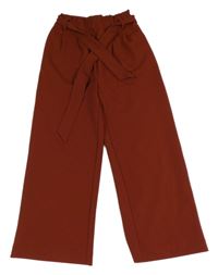 Mahagonové culottes kalhoty s páskem C&A