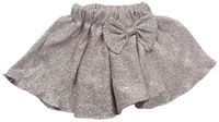 Pudrovo-stříbrná vzorovaná sukně s mašlí 