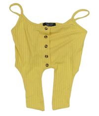 Žlutý žebrovaný crop top New Look