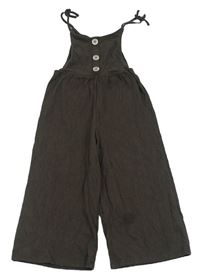 Tmavošedý mačkaný kalhotový culottes overal s knoflíky RIVER ISLAND