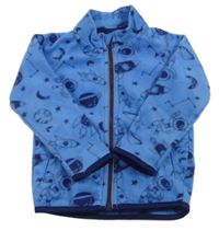 Modrá fleecová propínací mikina s planetami a raketami Lily & Dan