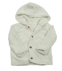 Smetanový propínací svetr s kapucí Tu