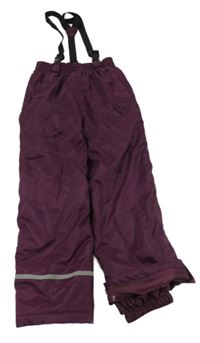 Tmavovínové šusťákové zimní oteplovačky s odepínacími kšandami CareTec