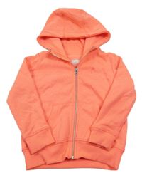 Neonově korálová melírovaná propínací mikina s palmou a kapucí Next