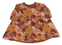 Mahagonové teplákové šaty s kytičkami Next