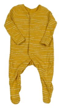 Okrovo-bílý pruhovaný overal George