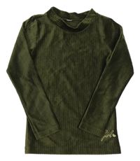 Khaki žebrované mikinotriko s nápisem a rolákem zn ZEEMAN