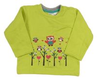 Limetková mikina se sovičkami a stromečky Ergee