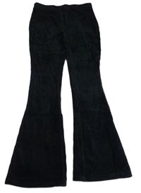 Černé žebrované flare plyšové kalhoty St. Bernard