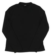 Černý žebrovaný rolák SHEIN