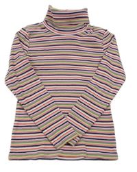 Růžovo-barevný pruhovaný žebrovaný rolák Kids