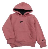 Starorůžová teplá mikina s logem a kapsou a kapucí Nike