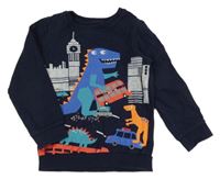 Tmavomodrá mikina s dinosaury a obrázky - Londýn Bluezoo