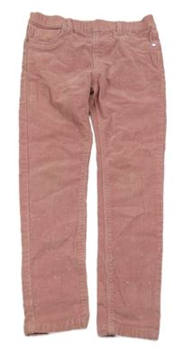 Starorůžové elastické manšestráky se srdíčky