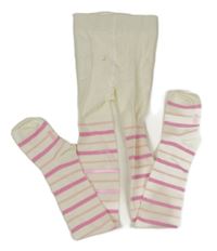 Smetanovo-růžové pruhované punčocháče 