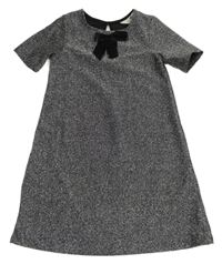Černo-stříbrné slavnostní šaty s mašlí H&M