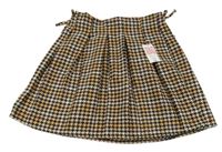 Nové - černo-bílo-starorůžovo-oranžová vzorovaná vlněná sukně s mašlemi Matalan