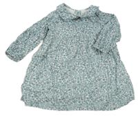 Bílo-světlemodré kytičkované šaty s límečkem M&S