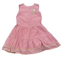Růžové manšestrové šaty s kytičkami Adams