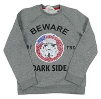 Šedá melírovaná mikina s překlápěcími flitry - Star Wars H&M