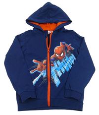 Tmavomodrá propínací mikina se Spidermanem a kapucí Marvel