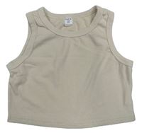 Béžový žebrovaný crop top Shein