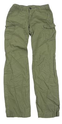 Khaki plátěné cargo kalhoty